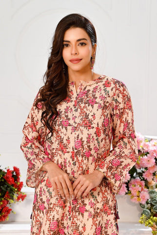 1 Pc Digital Printed Lawn Shirt With Gold Zari