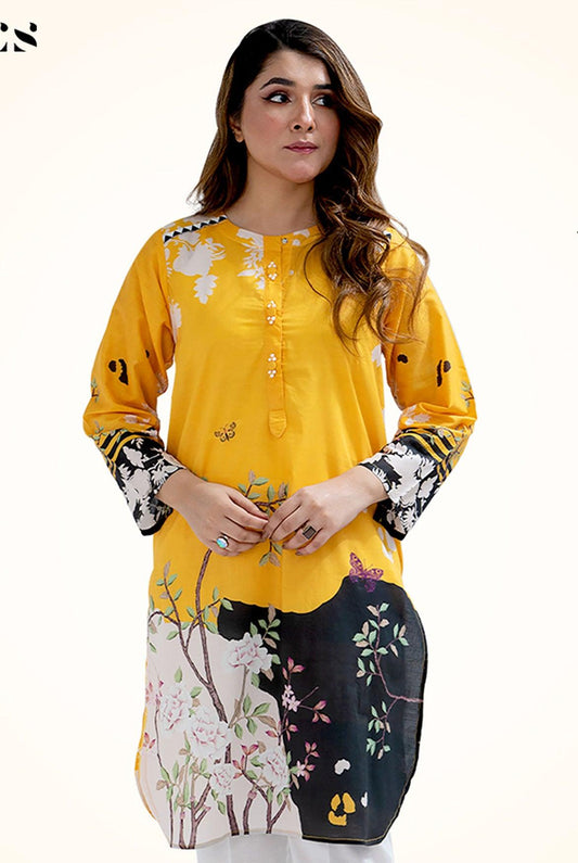 1 Pc | RTW |Canary Glow Lawn Shirt