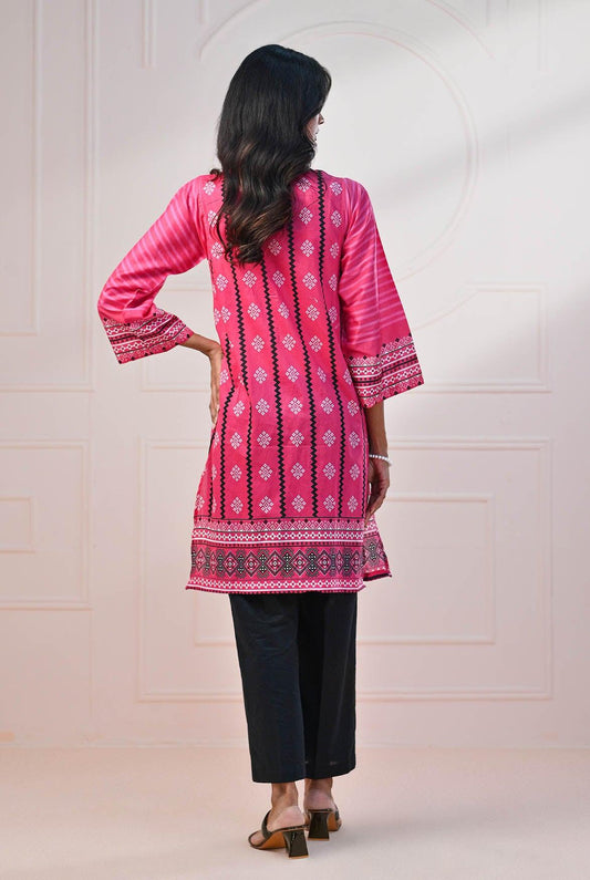 1 PC | RTW | Embroidered Digital Printed Lawn Shirt