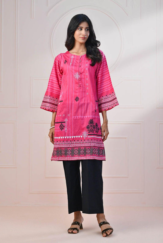 1 PC | RTW | Embroidered Digital Printed Lawn Shirt