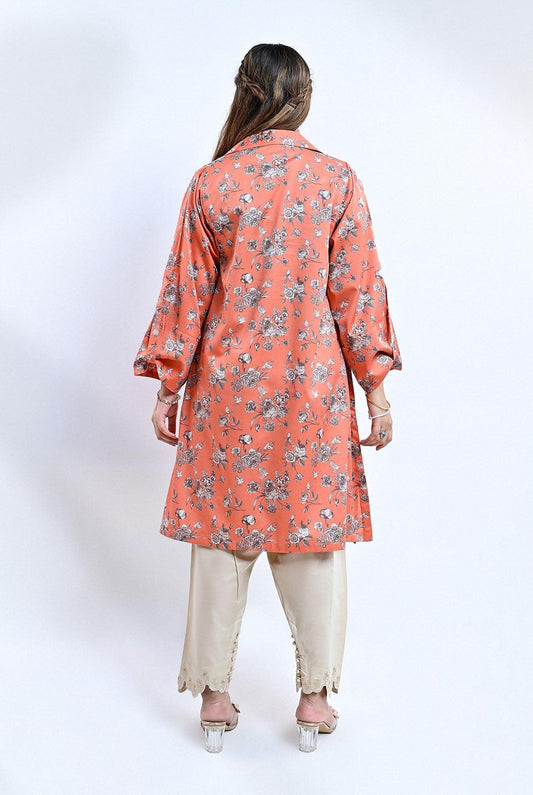 1Pc | RTW | Cotton Satin Coral Pink Shirt