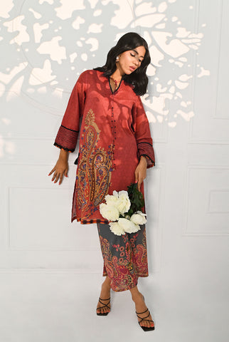 1Pc | Lawn Red Kurti | RTW