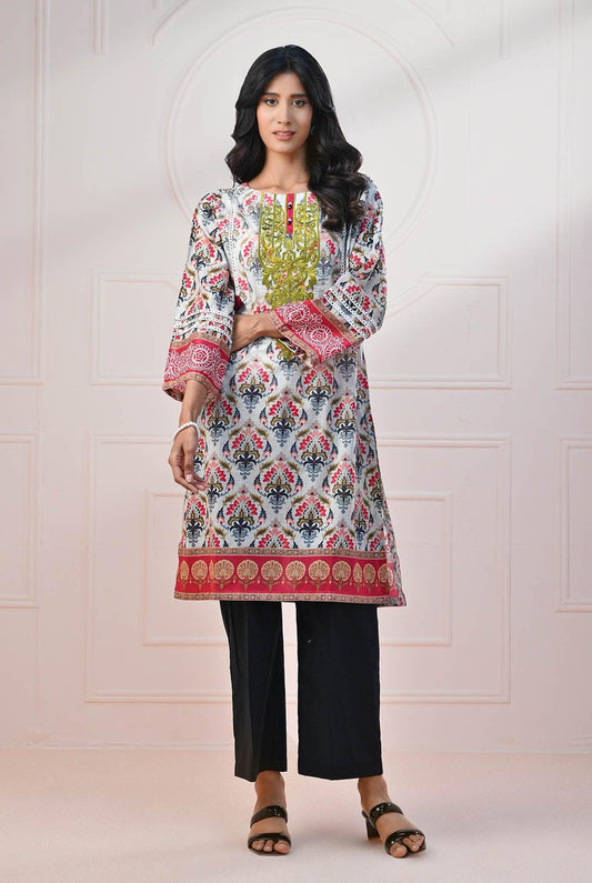 1 PC | RTW | Digital Printed Embroidered Multi Colour Lawn Shirt