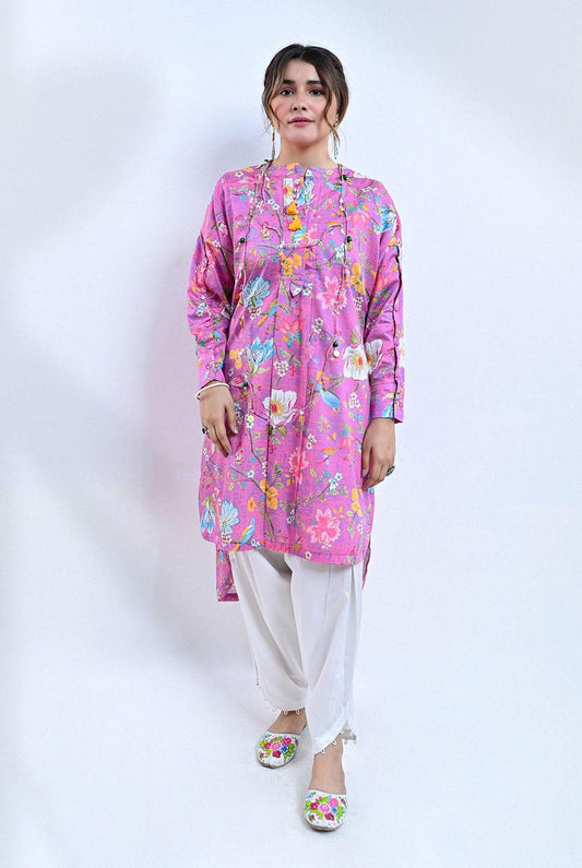 1Pc | RTW | Cotton Satin Pink Shirt