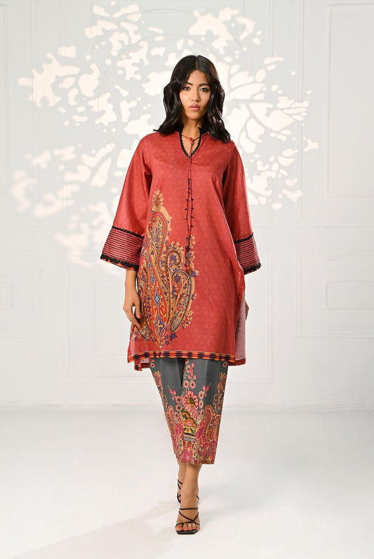 1Pc | Lawn Red Kurti | RTW