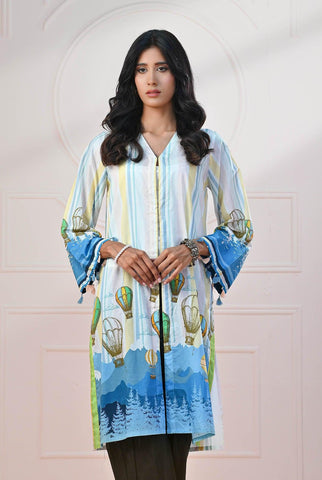 1 PC | RTW | Printed Lawn Maya Blue Shirt