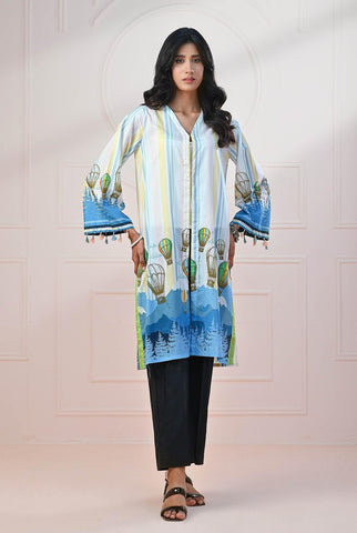 1 PC | RTW | Printed Lawn Maya Blue Shirt