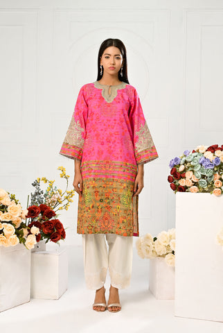 1 Pc | RTW | Embroidered Fancy Pink Lawn Shirt