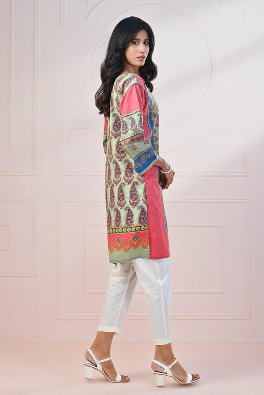 1 PC | RTW | Digital Printed Lime Blush Lawn Shirt