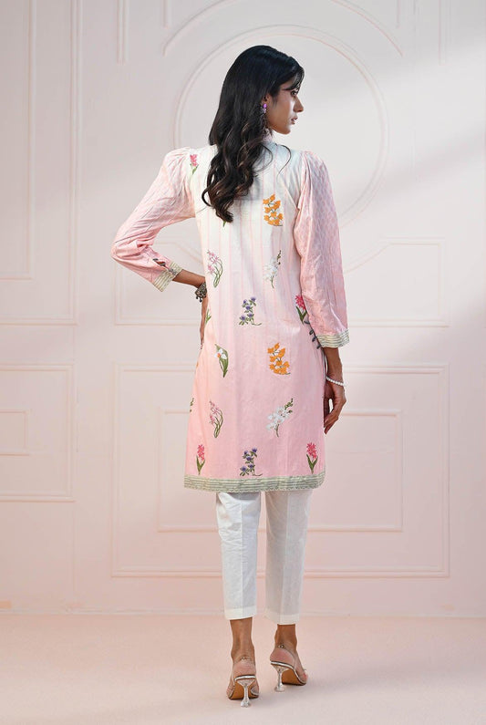 1 PC | RTW | Digital Printed Lawn Tea Rose Pink Shirt