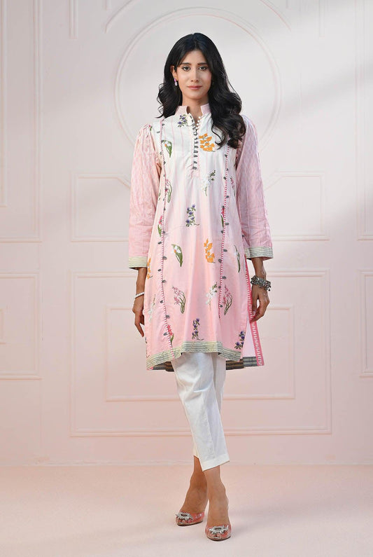 1 PC | RTW | Digital Printed Lawn Tea Rose Pink Shirt