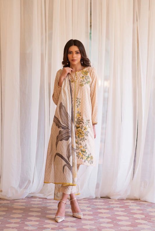 3 Piece | RTW | Embroidered Digital Printed Lawn Suit