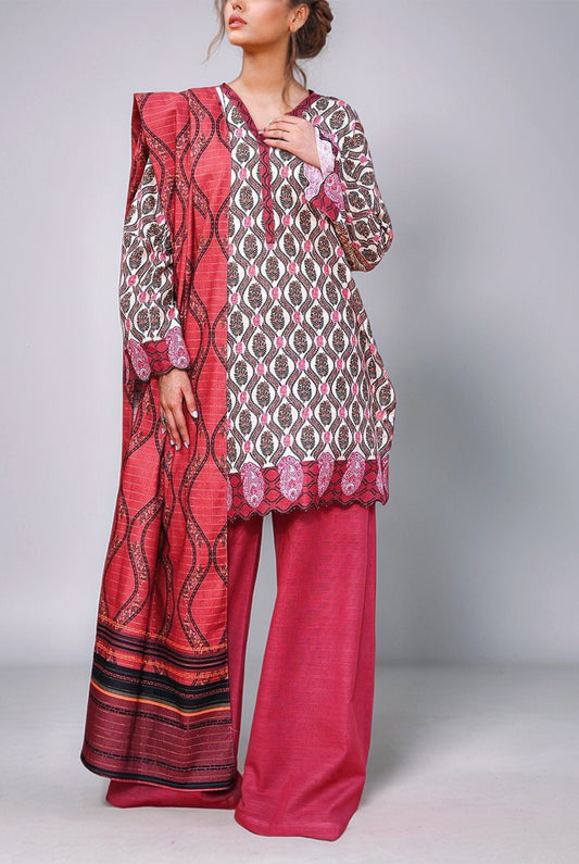 3Pc | Unstitched | Embroidered Khaddar