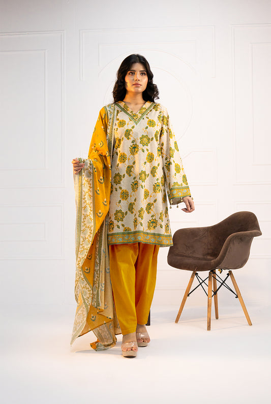 3 Pc | Unstitched | Lawn