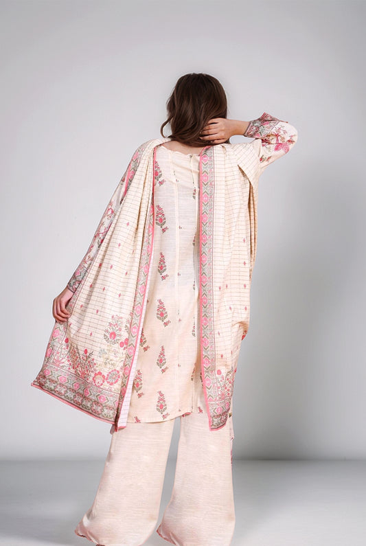 3Pc | Unstitched | Embroidered Khaddar