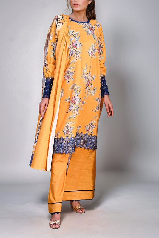 3Pc | Unstitched | Embroidered Khaddar