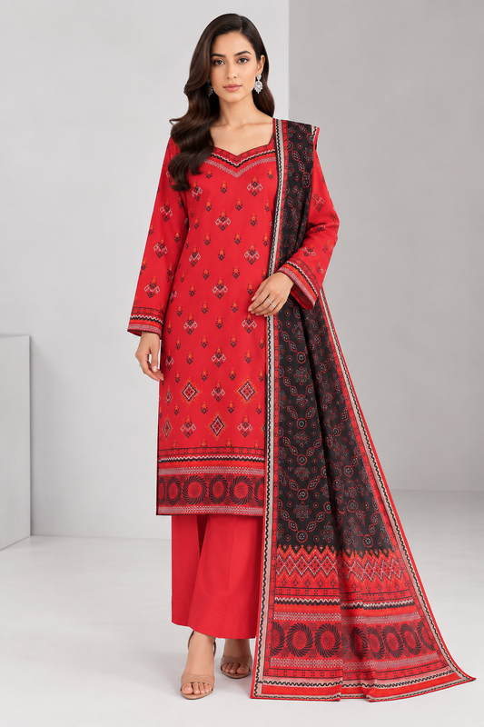 3 PIECE - PRINTED LAWN SUIT