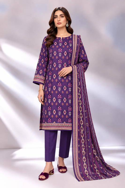 3 PIECE - PRINTED KHADDAR SUIT
