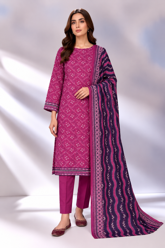 3 PIECE - PRINTED KHADDAR SUIT