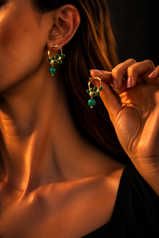 Emerald Bloom Drop Earrings