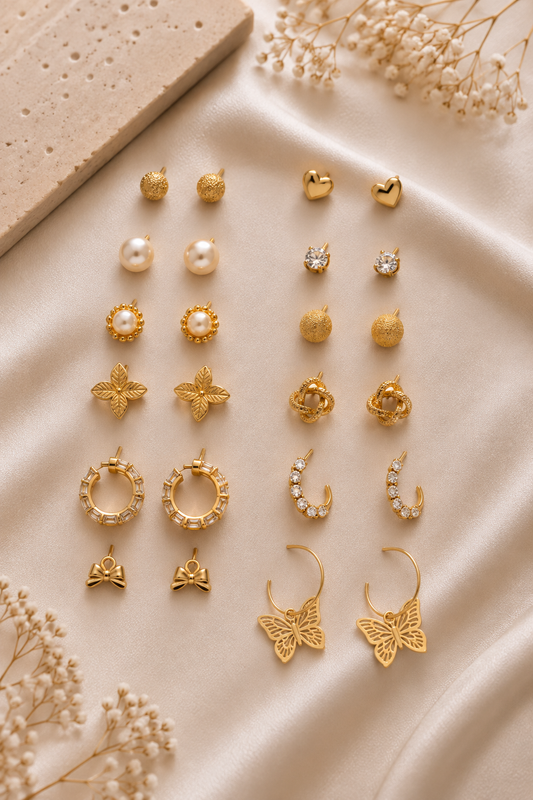 Golden Glow Multi-Style Earrings Set