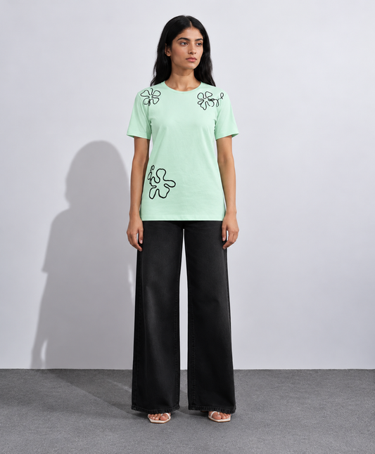 Mint Abstract Floral T-Shirt