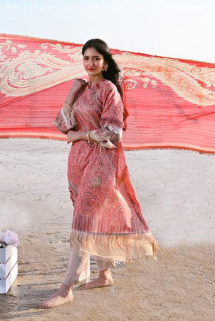 3 Piece | Unstitched | Dobby With Chiffon Sequin Dupatta