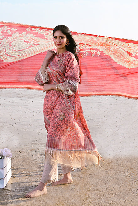 3 Piece | Unstitched | Dobby With Chiffon Sequin Dupatta