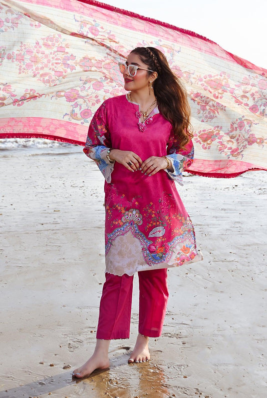 3 Piece | Unstitched | Dobby With Chiffon Sequin Dupatta