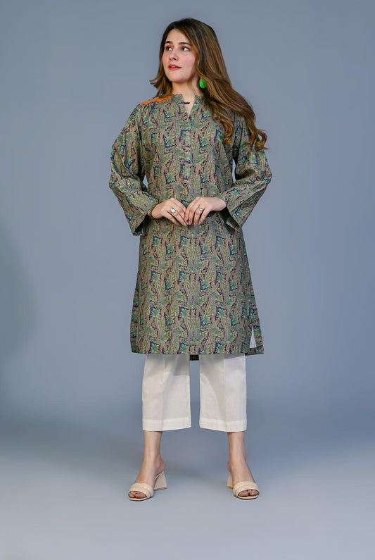 1Pc | RTW | Khaddar Olive Green Shirt