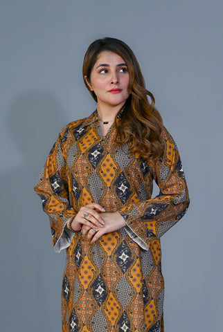 1Pc | RTW | Khaddar Honey Yellow Shirt