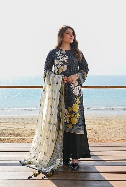 3 Piece | Unstitched | Lawn With Jacquard Chiffon Duppata & Embroidered Organza Patch