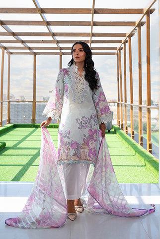 3 Piece | Unstitched | Lawn With Jacquard Chiffon Duppata & Embroidered Organza Patch