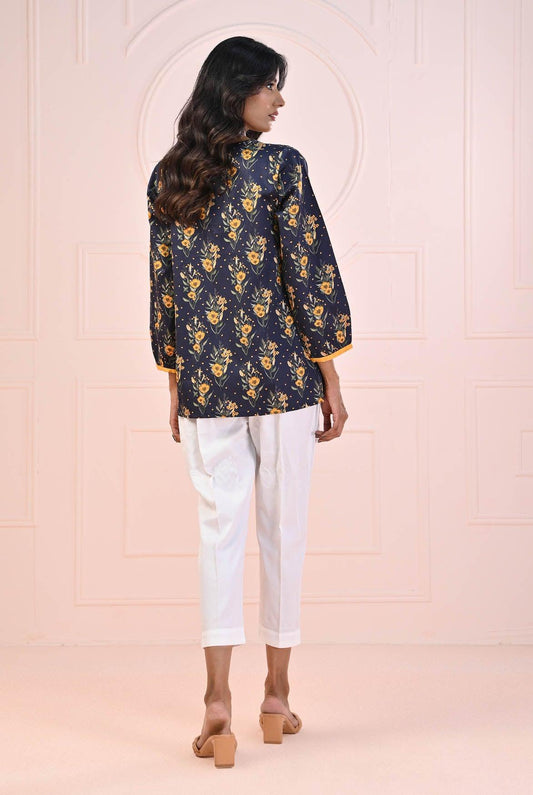 1 PC | RTW | Floral Printed Cotton Satin Shirt