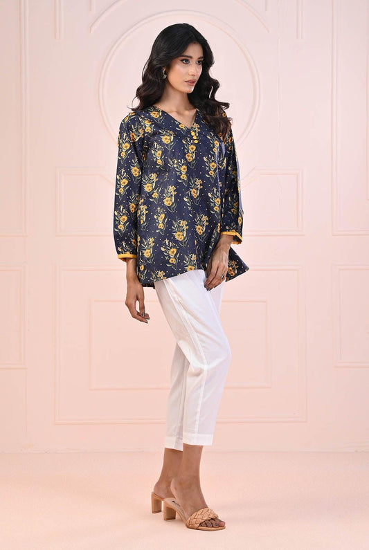 1 PC | RTW | Floral Printed Cotton Satin Shirt