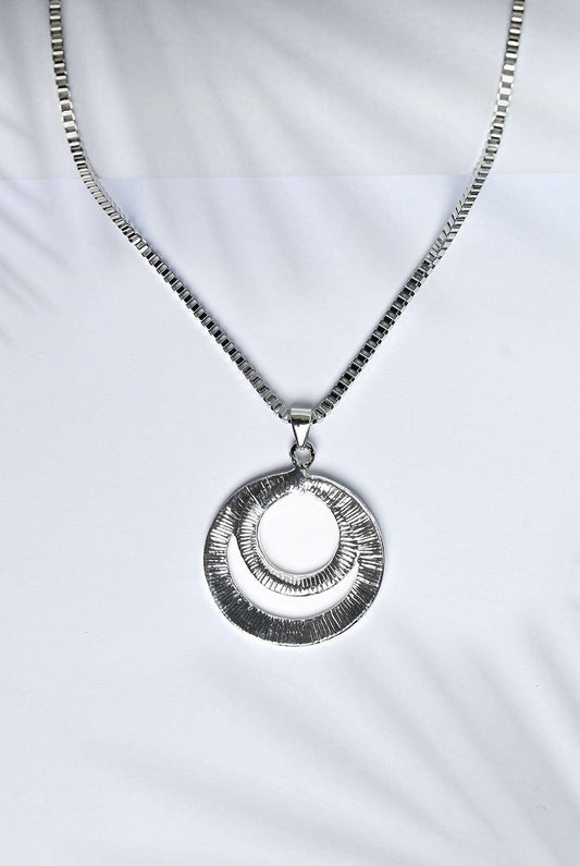 Silver Chain Double Pendant Necklace