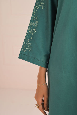 2 Pcs Shirt & Trouser | RTW | Dyed Embroidered Cotton Satin