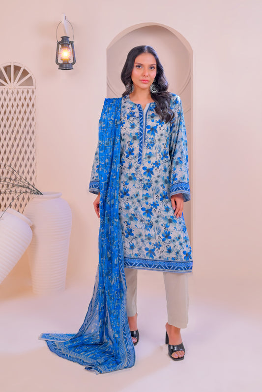 3 PCS | UNSTITCHED | DIGITAL PRINTED LAWN