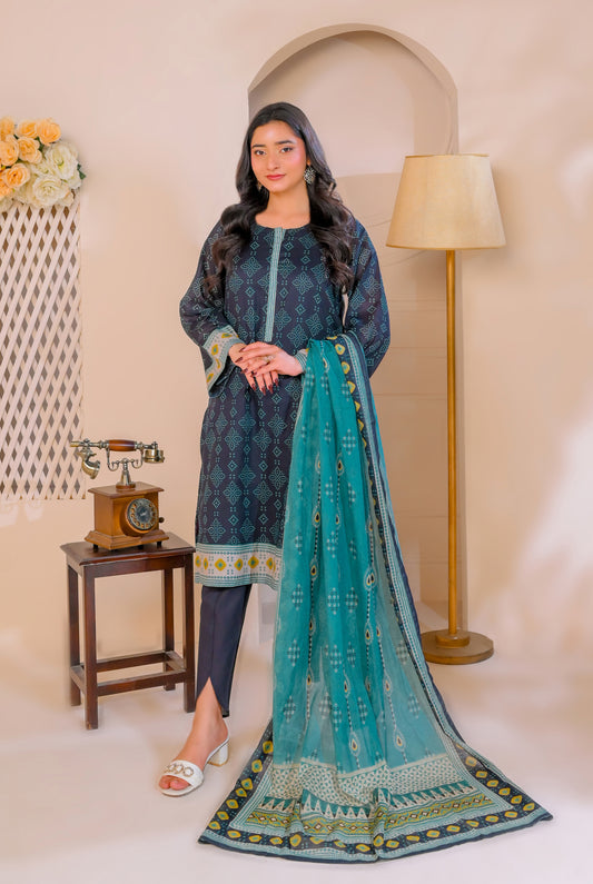 3 PCS | UNSTITCHED | DIGITAL PRINTED LAWN