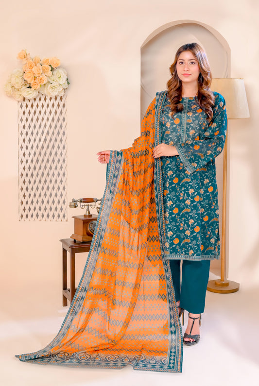 3 PCS | UNSTITCHED | DIGITAL PRINTED LAWN