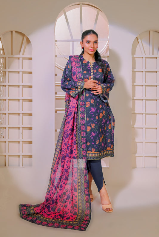 3 PCS | UNSTITCHED | DIGITAL PRINTED LAWN