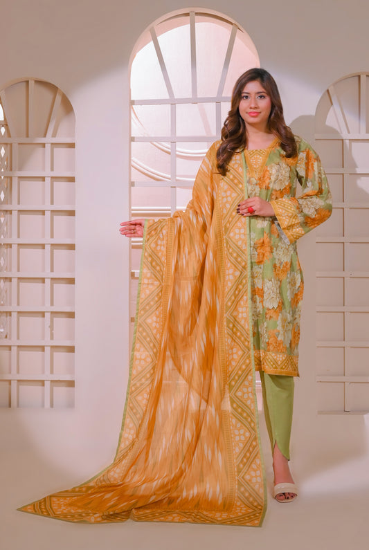 3 PCS | UNSTITCHED | DIGITAL PRINTED LAWN