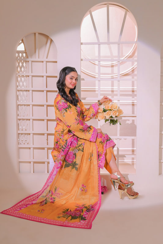 3 PCS | UNSTITCHED | DIGITAL PRINTED LAWN