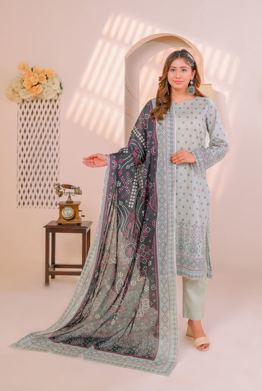 3 PCS | UNSTITCHED | DIGITAL PRINTED LAWN