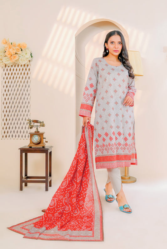 3 PCS | UNSTITCHED | DIGITAL PRINTED LAWN