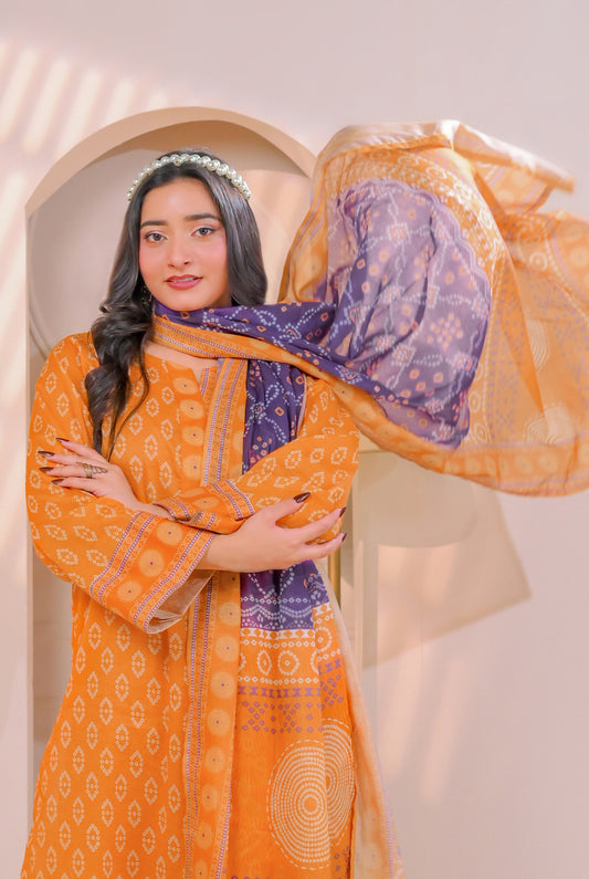 3 PCS | UNSTITCHED | DIGITAL PRINTED LAWN