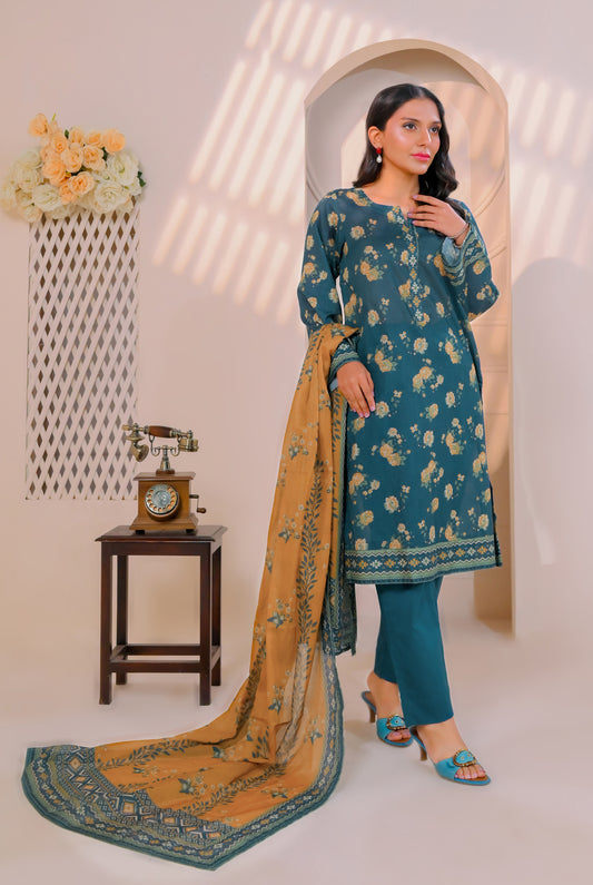 3 PCS | UNSTITCHED | DIGITAL PRINTED LAWN