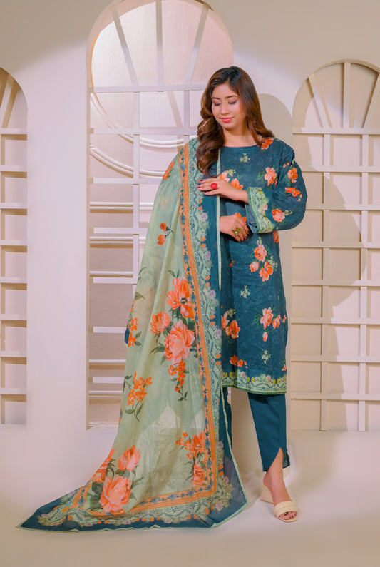 3 PCS | UNSTITCHED | DIGITAL PRINTED LAWN