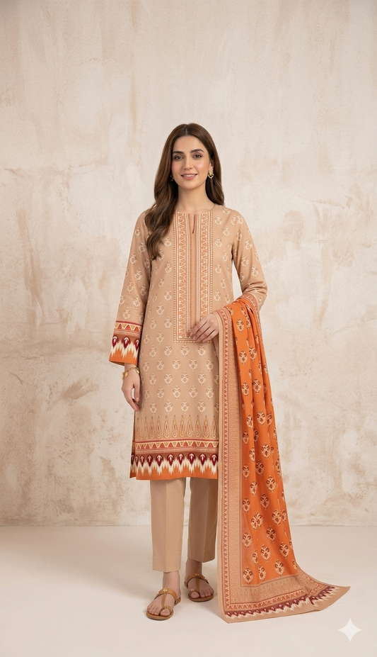 3 PIECE - PRINTED LAWN SUIT