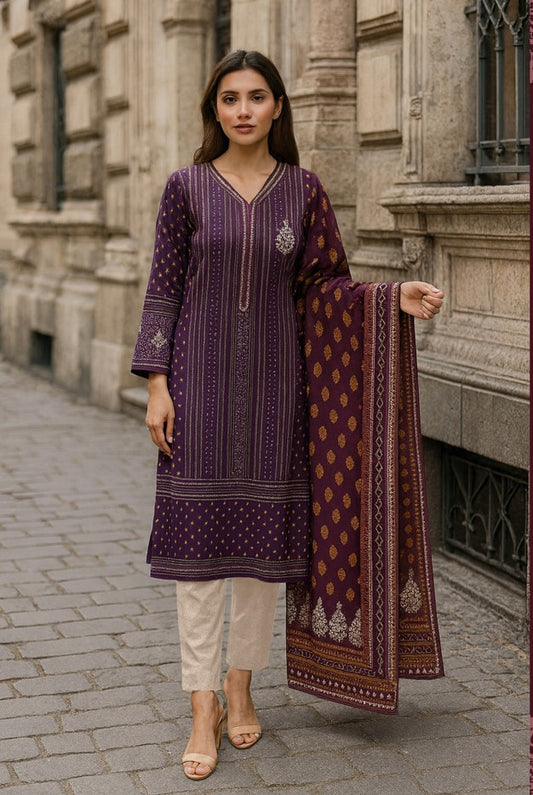 3 PCS | UNSTITCHED | PRINTED KHADDAR